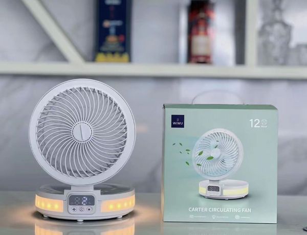 WiWu FS05 Rechargeable fan (4000mAh battery, LED Display Controll Panel)- White Color