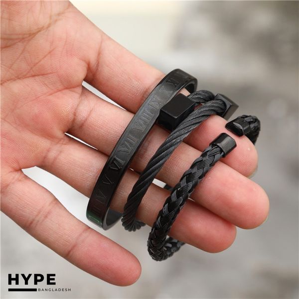 3 pcs Black bracelet set
