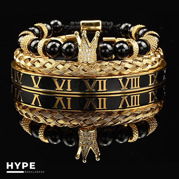 3 pcs Black-Gold bracelet set