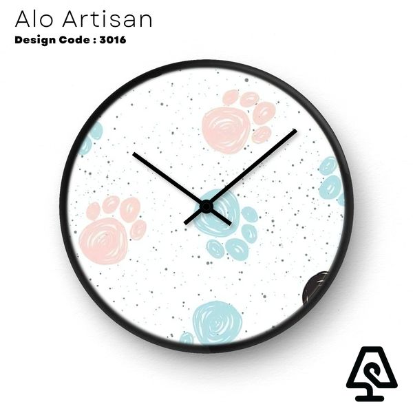 Pastel Paw Prints Clock