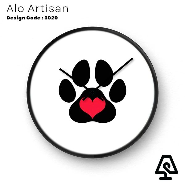 Heartprint Paw Clock