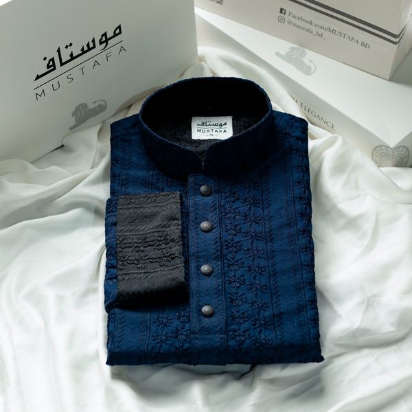 ZAFAR - DEEP BLUE CHIKAN - Image 3