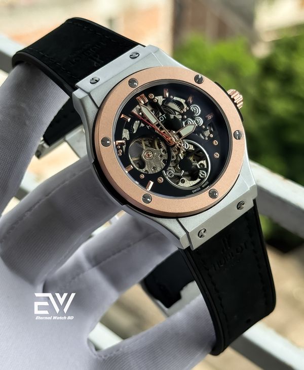 HUBLOT AUTOMATIC BLACK BELT ROSEGOLD BEZEL