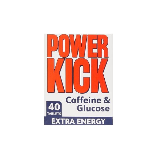 Power Kick Extra Energy Caffeine & Glucose Tablets x 40 - Made in UK