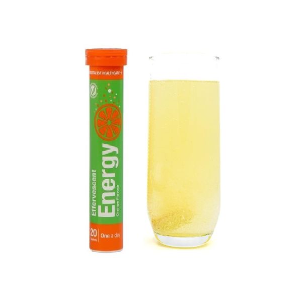 Effervescent Energy - Orange Flavor 20 Fast Dissolving Tablets - Made in UK