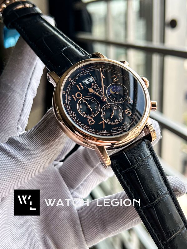PATEK BLK BELT RG, SIMPLE BLK DIAL