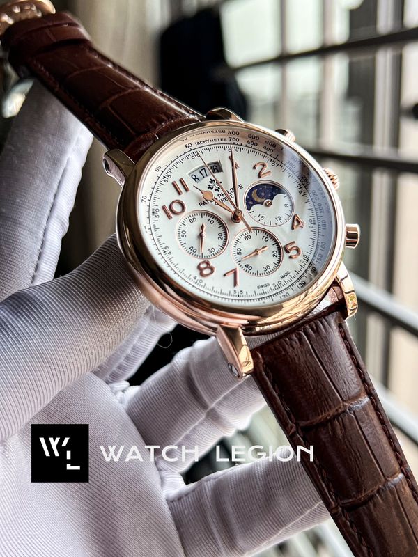 PATEK BROWN BELT, SIMPLE WHITE DIAL, ROSE GOLD CASE