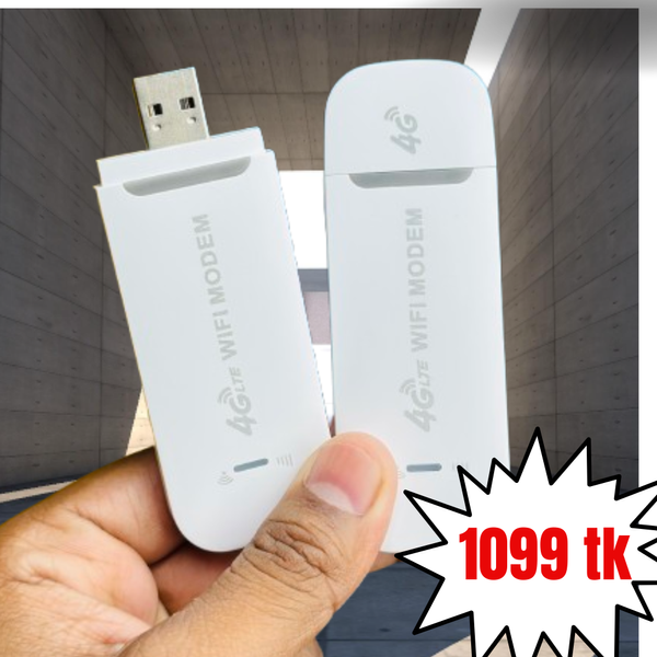 4G LTE WiFi Modem- Support All Bangladesh SIM Cards- White Color .