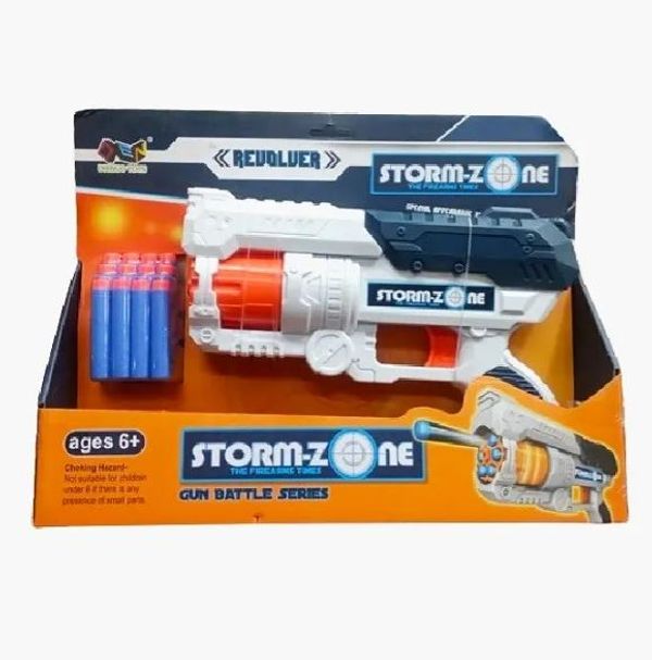 Storm-Zone Toy Gun With 12 Soft Bullets-White Color