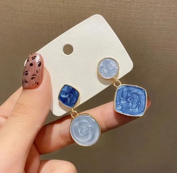 Blue Assymetrical Earrings