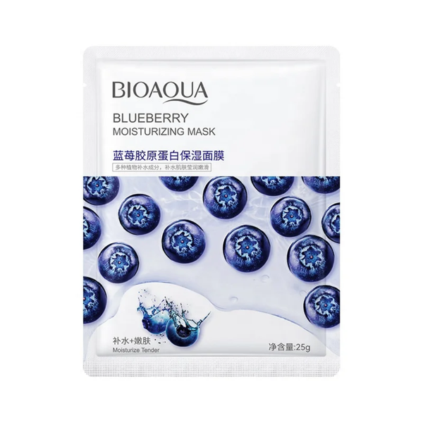 BLUEBERRY BIOAQUA Korean Face Skin Care Moisturizing Sheet Mask , Private Label Natural Plant Fruit Foil Serum Collagen Facial Mask
