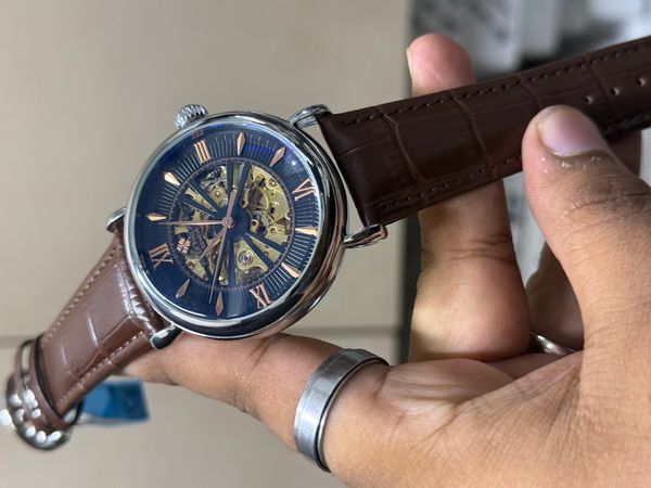 PATEK AUTO BELT BROWN BLACK DIAL