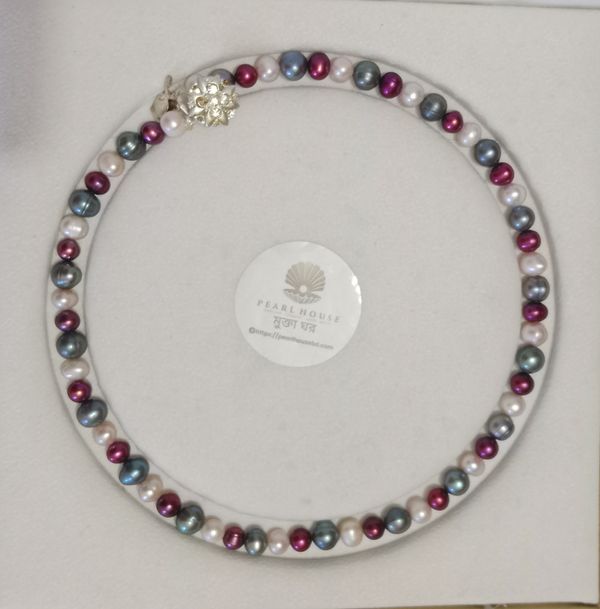 One layer multicolor pearl necklace
