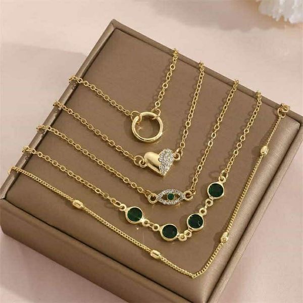 Imitation gemstone water diamond heart-shaped eye 5 pcs bracelet set