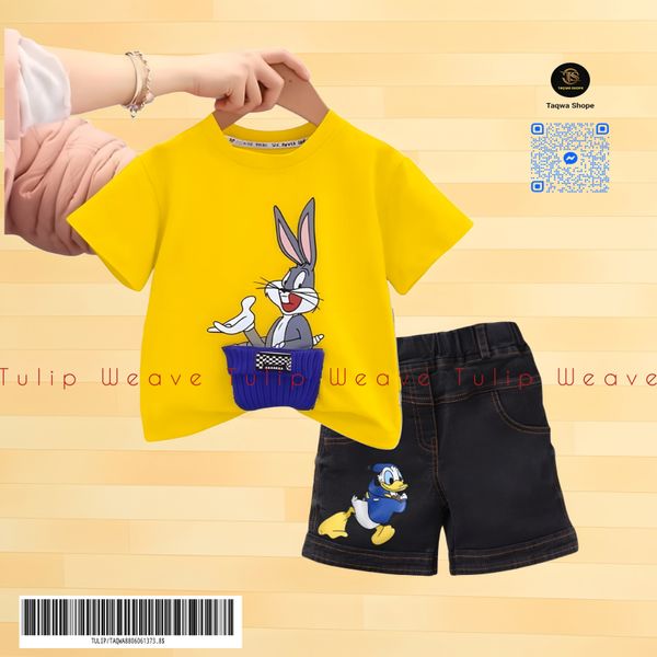 👕✨ Soft & Stylish Kids’ Outfit jins pant cotton t-shirt Set ✨👖