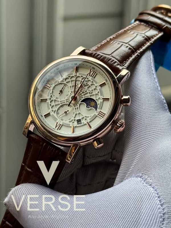 PATEK BROWN BELT ROSE GOLD CASE SPIDER WHITE DIAL