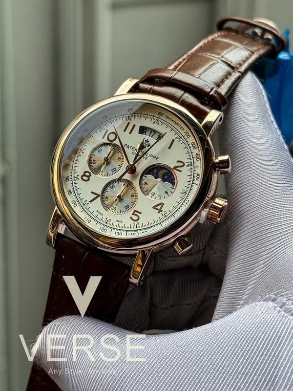 PATEK BROWN BELT ROSE GOLD CASE SPIDER WHITE DIAL