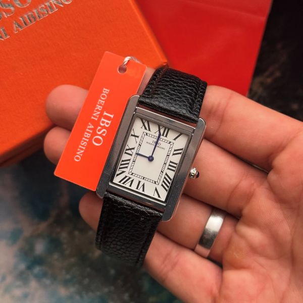 IBSO TANK BLACK LEATHER MENS WATCH S1338G