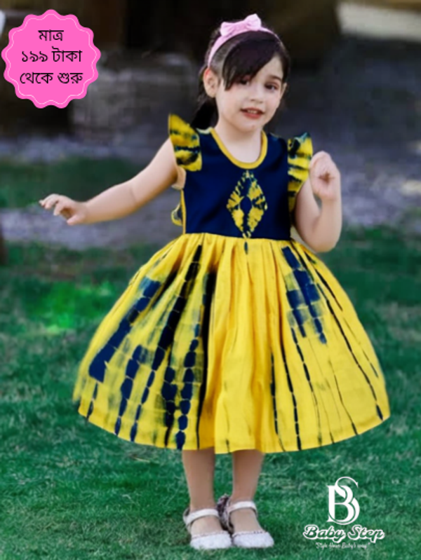 Beautiful baby frock with pure cotton unique batik design.