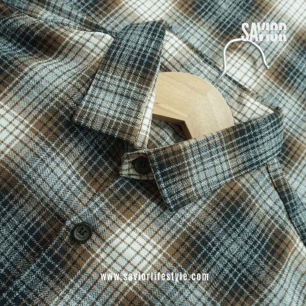 Coffee Check - Full Sleeve Pocket Less Check Shirt