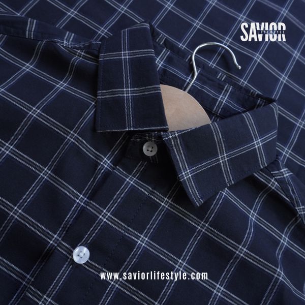 Dark Navy Check - Full Sleeve Pocket Less Check Shirt