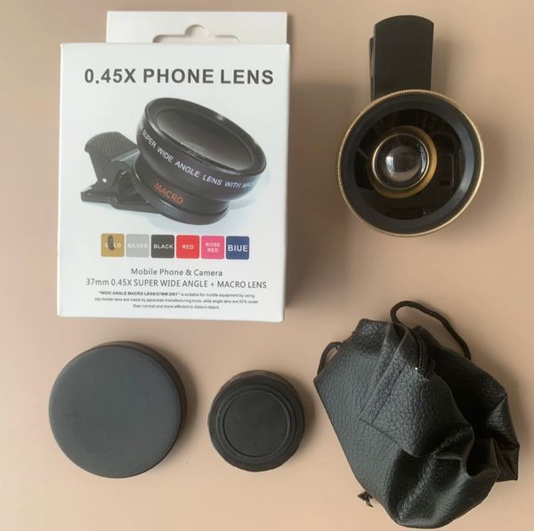 Universal Clip Camera Lenses High Resolution No Distortion 0.45x Wide Angle Mobile Phone Macro Lens