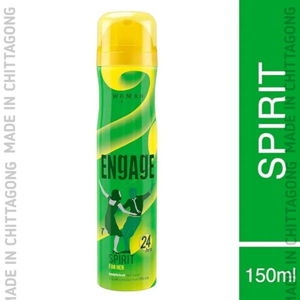 Engage Spirit for Her Deodorant for Women, Cheerful & Jolly, Skin Friendly Deo - (150ml) Body Spray