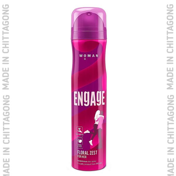 Engage Floral Zest Deodorant, For Women, Citrus & Floral Notes, Long-Lasting