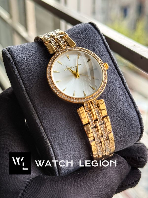 MK STONE BEZEL GOLD WHITE DIAL