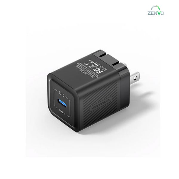 VENTION FEPB0-US 20W USB-C GaN Charger – Black