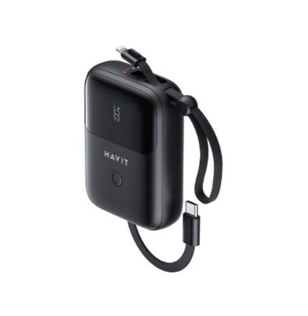 HAVIT PB5215 10000mAh Display Power Bank With Usb-C & Lightning Cable – Black