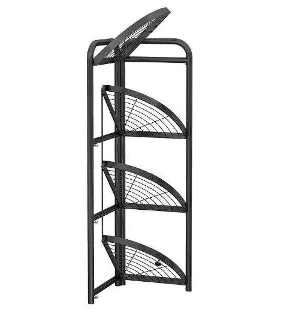 Black Carbon Steel 4-Tier Foldable Corner Shelf