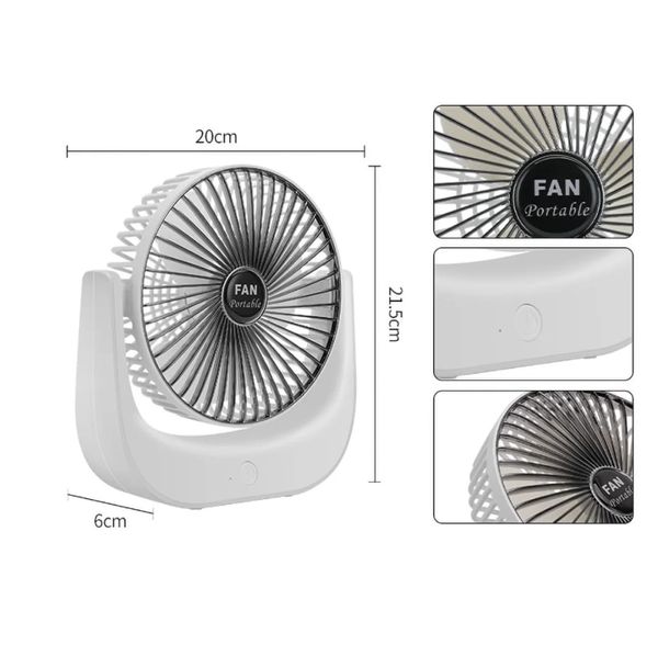 Desktop Mini Fan, Wide Angle Portable Rechargeable Desk Fan : 4360 - Image 5