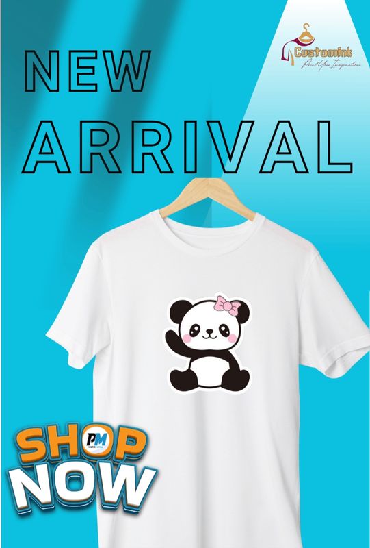 হাফ স্লিভ প্রিমিয়াম কটন টিশার্ট (Panda) (২ টি কালার আছে)