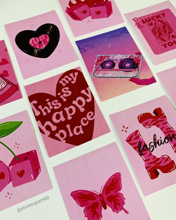 Pink Wallcards Set