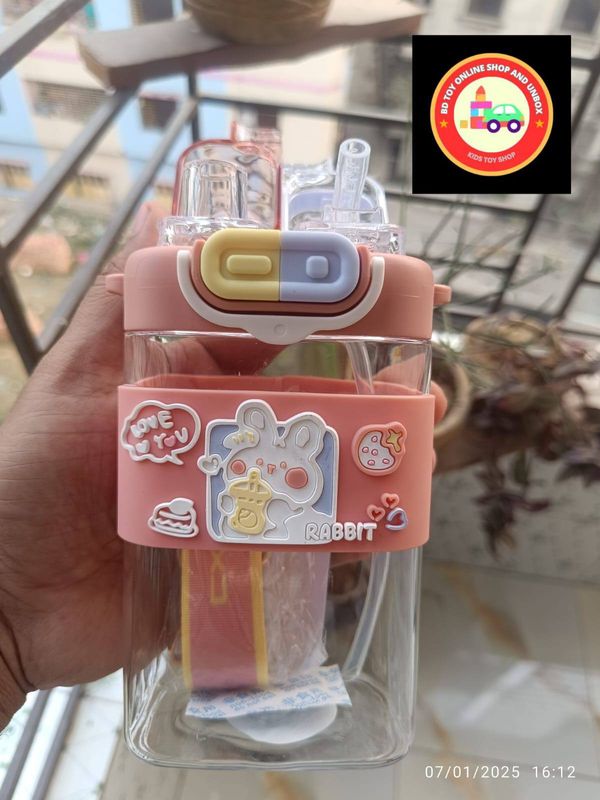 450ml  Water Bottle with Strap – Leak Proof, BPA Free – School, Gym, Office Friendly