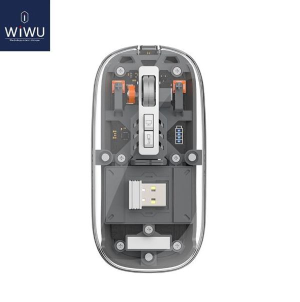 Trendy Hot Selling WIWU Crystal Transparent Wireless Mouse- Gray Color Inside