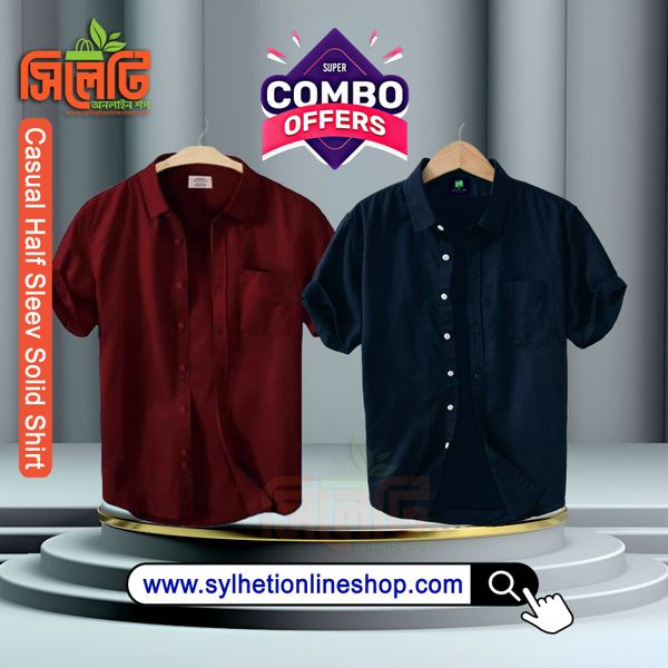 Combo Men's Stylish Half Sleev Casual Solid Shirt