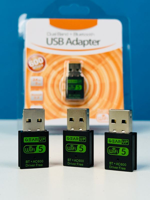 GearUP 600Mbps Dual Band WiFi + Bluetooth Adapter For Windows PC/Laptop