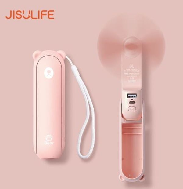JISULIFE F8X Mini Fan Portable Fan & Power Bank (Upgrade Version)- Pink Color