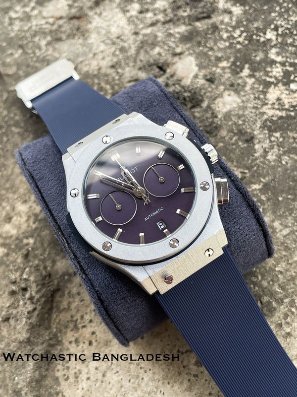 HUBLOT CLASSIC FUSION SILVER CASE BLUE BELT BLUE DIAL
