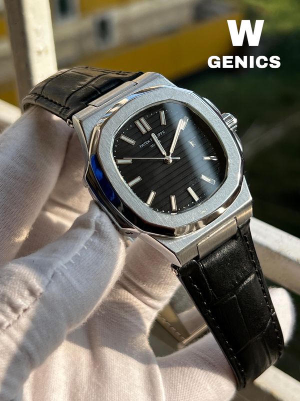 patek phillippe non chrono full black silver body