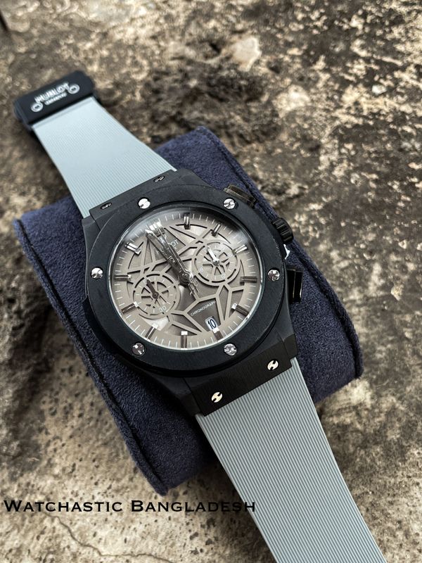 HUBLOT BELT SPIDER GREY DIAL BLACK CASE GREY BELT V2