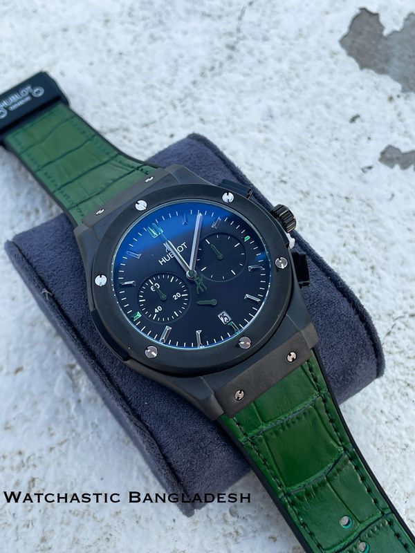 HUBLOT CF GREEN BELT BLACK DIAL