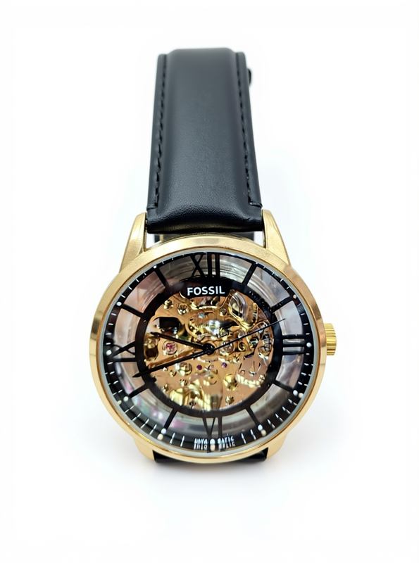 Fossil Skeleton watch with visible internal mechanics