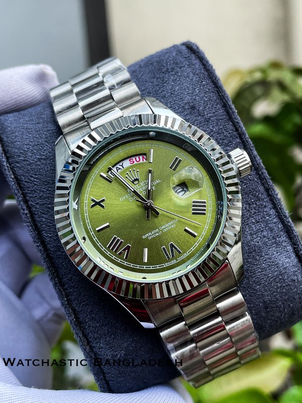 ROLEX DAY DATE SILVER GREEN