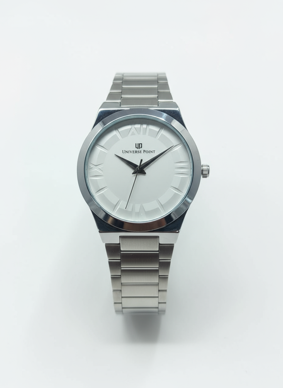 Universe Point White with subtle Roman numeral hour markers watch