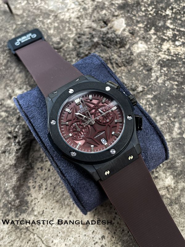 HUBLOT BELT SPIDER BLACK DIAL BLACK CASE BLACK BELT BROWN BELT V2
