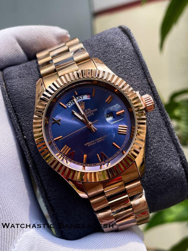 ROLEX DAY DATE ROSE GOLD BLUE