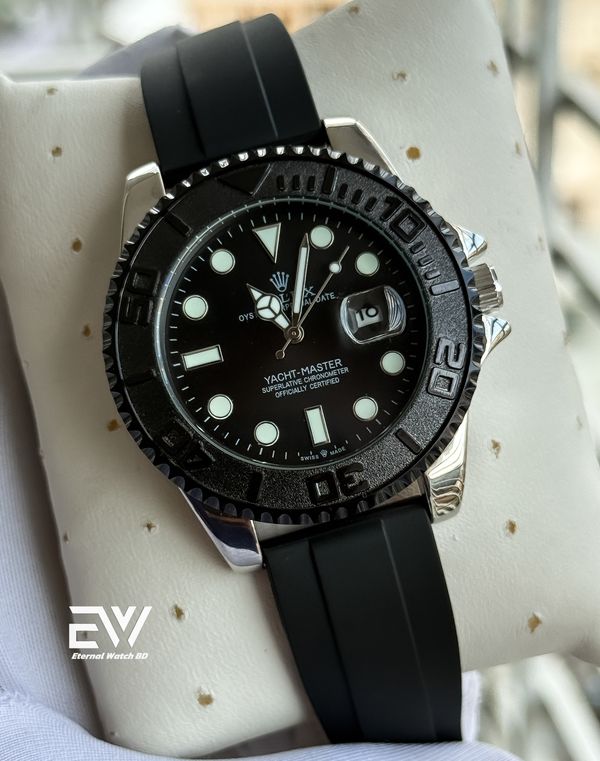 ROLEX YECH MASTER SILVER CASE BLACK BELT